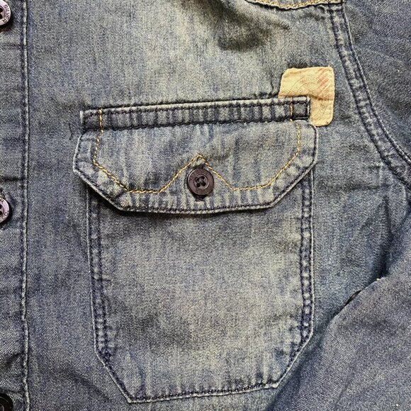 Silver Jeans Co Button Down Shirt Size Medium Long Sleeve Denim Look Triple 5 - Picture 4 of 6